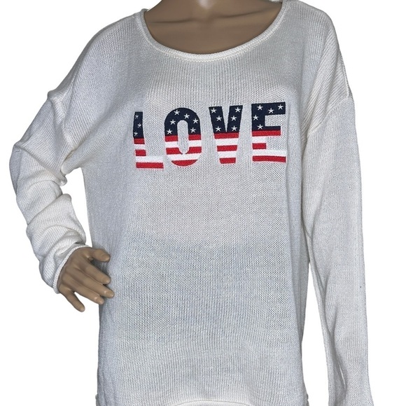 Marled patriotic LOVE sweater NWT XL - Picture 1 of 6